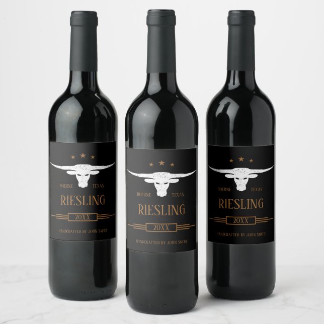 Custom Southwest Longhorn Wine Label (Bottles)