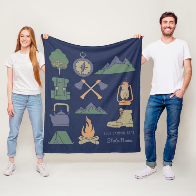 Custom Souvenir Camping Collage Campers Fleece Blanket (In Situ)