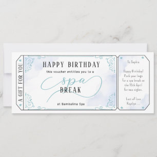 Custom Spa Day Massage Blue Voucher Certificate Invitation