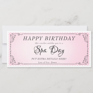 Custom Spa Day Massage Pink Voucher Certificate Invitation