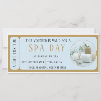 Custom Spa Day Voucher Gift Certificate Invitation
