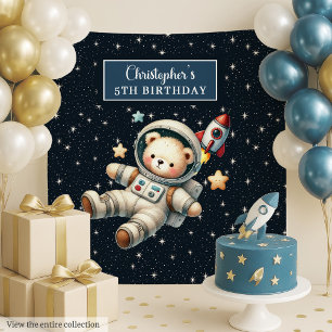 Custom Space Bear Party Tapestry for Birthday