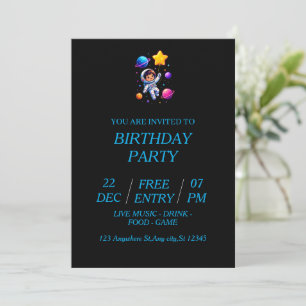 Custom Space Explorer Astronaut Birthday Invitation