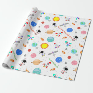 Custom space white wrapping paper