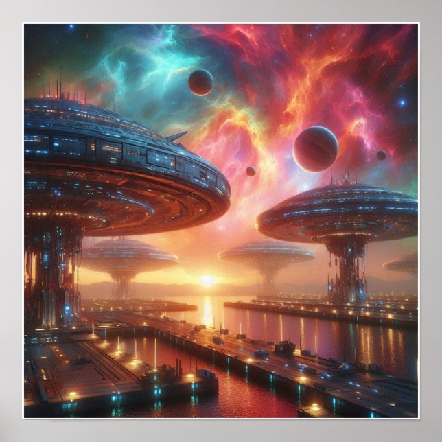 Custom Spaceport Docks Wall Poster (Front)