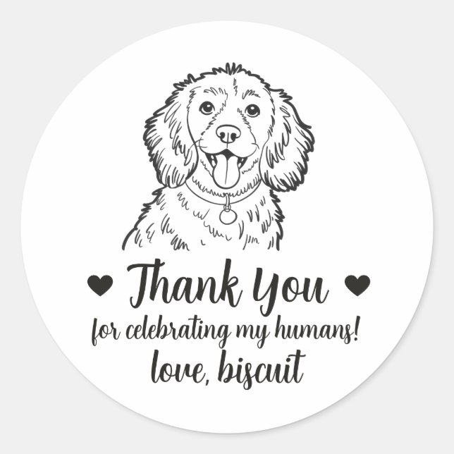 Custom Spaniel Dog Wedding Favour Stickers (Front)
