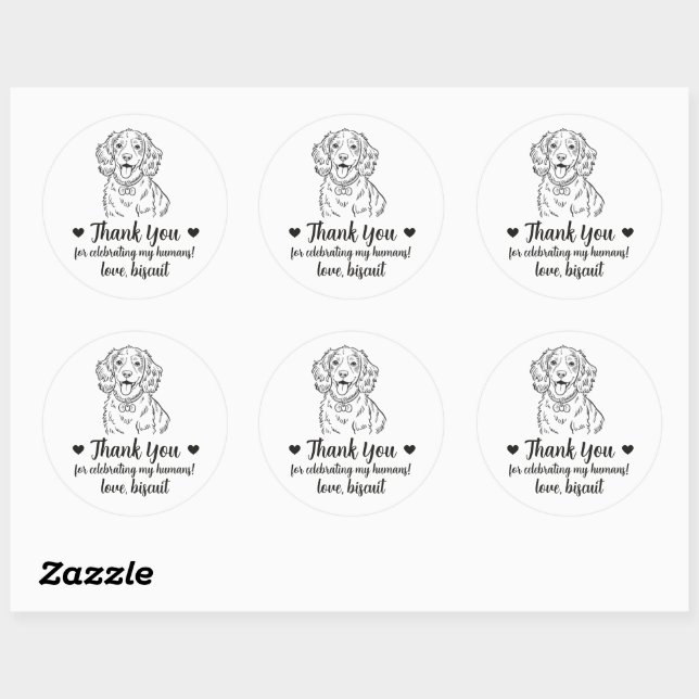 Custom Spaniel Dog Wedding Favour Stickers (Sheet)
