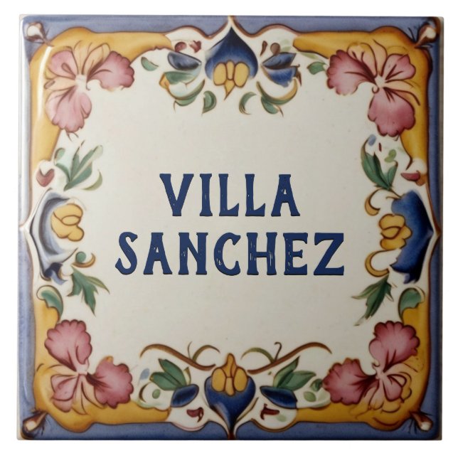 Custom Spanish Design House Name Plate Tile (Front)