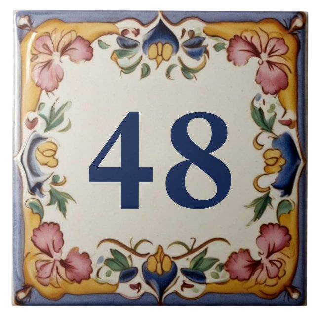 Custom Spanish Design House Number Sign Plaque Tile (Front)