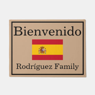 Custom Spanish Flag Family Name Door Mat