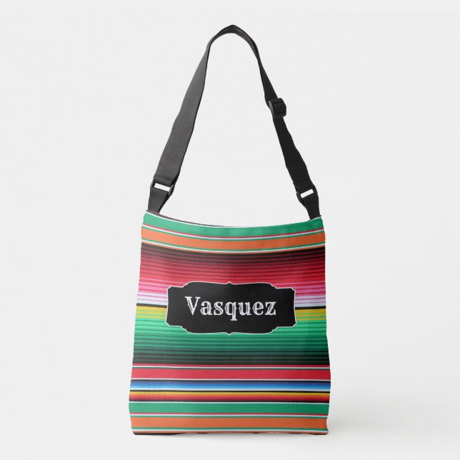 Custom Spanish Serape Mexican Blanket Personalised Crossbody Bag (Front)