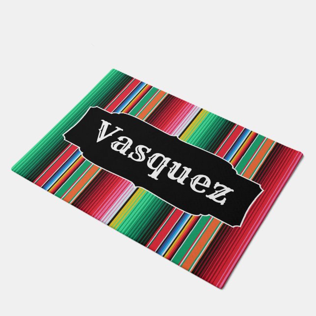 Custom Spanish Serape Mexican Blanket Personalised Doormat (Angled)