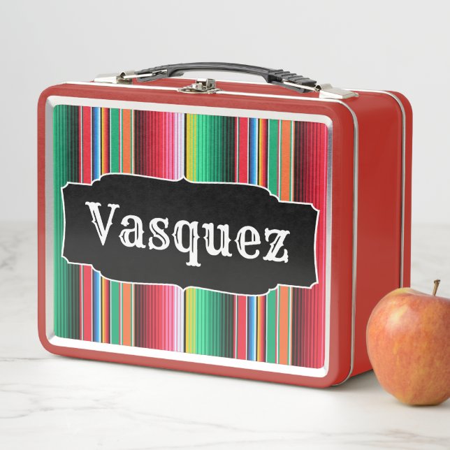 Custom Spanish Serape Mexican Blanket Personalised Metal Lunch Box (In Situ)
