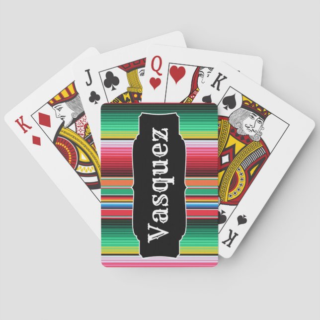 Custom Spanish Serape Mexican Blanket Personalised Playing Cards (Back)