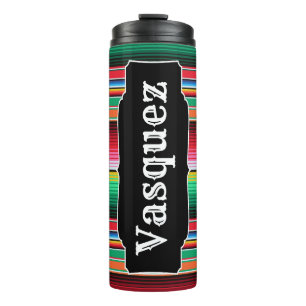 Custom Spanish Serape Mexican Blanket Personalised Thermal Tumbler