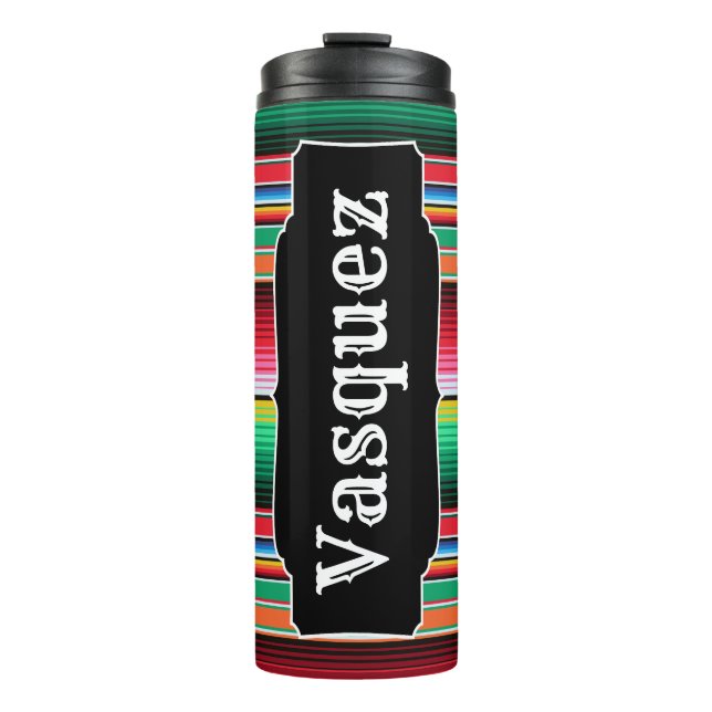 Custom Spanish Serape Mexican Blanket Personalised Thermal Tumbler (Front)