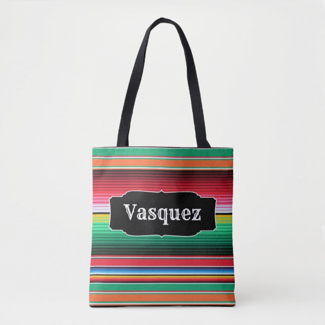Custom Spanish Serape Mexican Blanket Personalised Tote Bag (Front)
