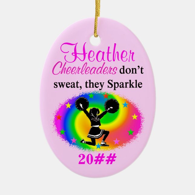 CUSTOM SPARKLING CHEERLEADER CHRISTMAS ORNAMENT (Front)