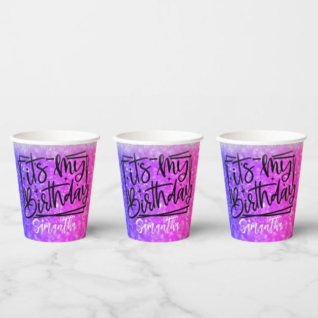 Custom Sparkly Birthday 18th | 21st | 30th |50th Paper Cups (Multi)