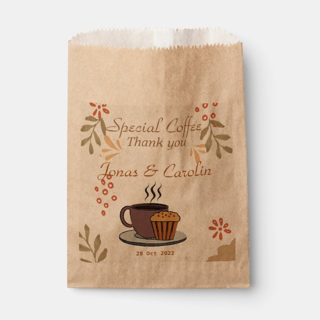 Custom Special Coffee Thank you Rustig Wedding  Favour Bags (Front)