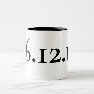 Custom Special Date Black And White Two-Tone Coffee Mug