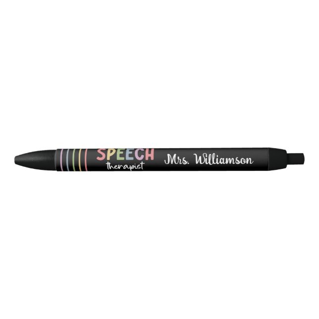 Custom Speech Therapist SLP Speech Pathologist Black Ink Pen (Front)