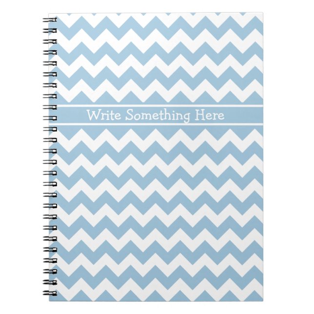 Custom Spiral Notebook, Blue and White Chevrons Notebook (Front)