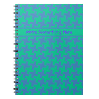 Custom Spiral Notebook, Emerald and Blue Dogtooth Notebook