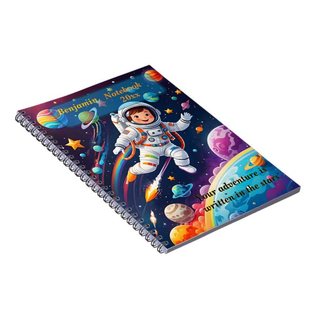 Custom Spiral Notebook for Kids – Space Theme "You (Right Side)
