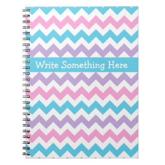Custom Spiral Notebook, Pink, Blue, Mauve Chevrons Notebook