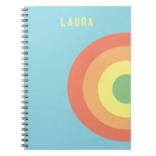custom Spiral Notebook target rainbow blue, peach