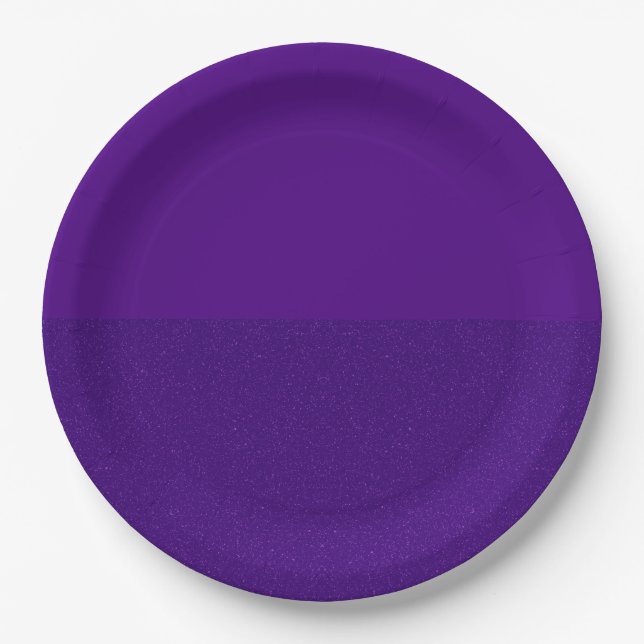 Custom Split Matte & Glitter Purple Paper Plate (Front)