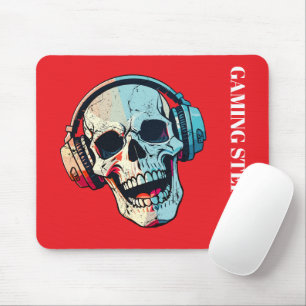 Custom spoky skull Gradient artwork Red background Mouse Mat