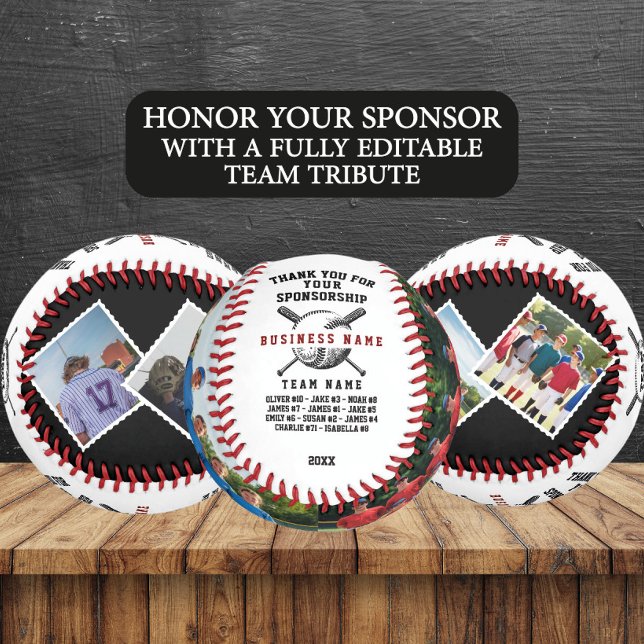 Custom Sponsor Thank You Gift with Team Photos Baseball (Creator Uploaded)