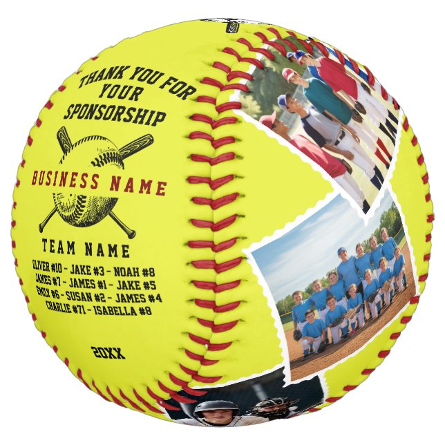 Custom Sponsor Thank You Gift with Team Photos Softball (Angled)