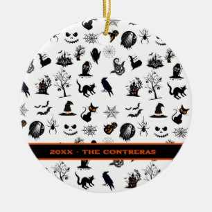 Custom spooky and funny Halloween Ceramic Tree Decoration