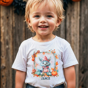 Custom Spooky Cute Fox Pumpkin Patch Halloween Toddler T-Shirt