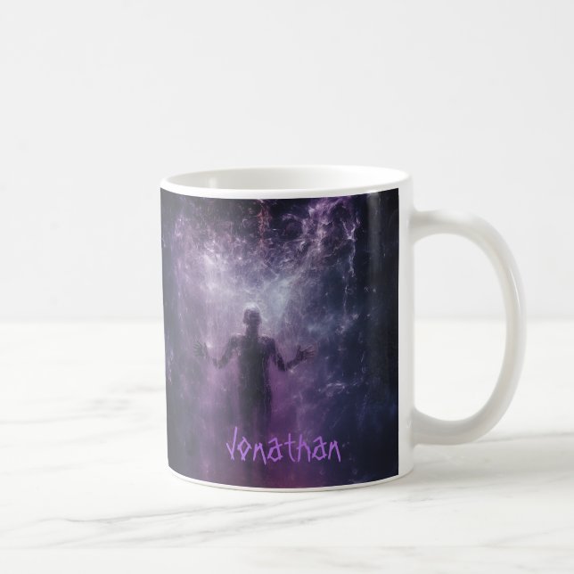 Custom Spooky Ghost Horror Purple Black Halloween Coffee Mug (Right)