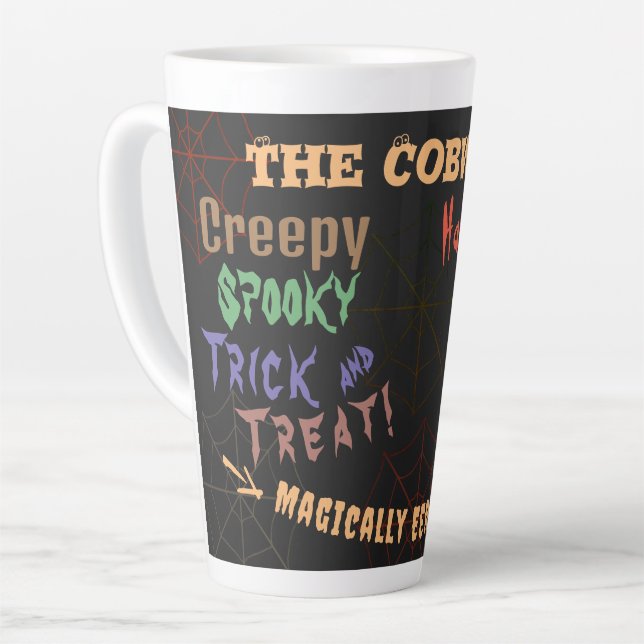 Custom Spooky Halloween Magically Eerie Potions Latte Mug (Left Angle)