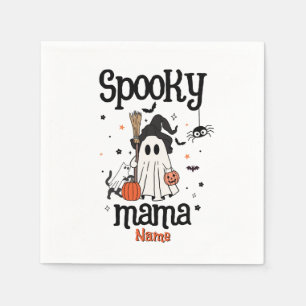 Custom Spooky Mama Halloween – Ghost, Cat, Pumpkin Napkin