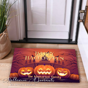 Custom Spooky Pumpkins Happy Halloween Doormat