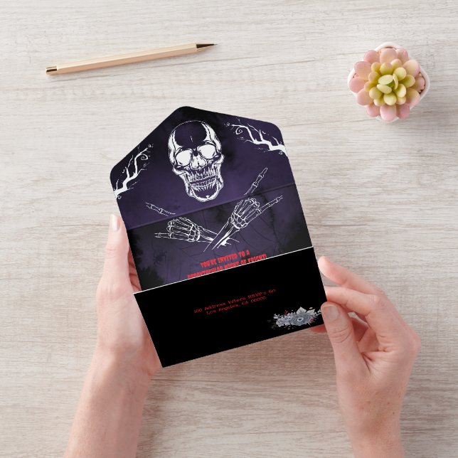 Custom Spooky Skeleton Halloween Party All In One Invitation (Video)