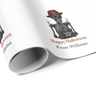 Custom Spooky Skeleton Halloween Wrapping paper