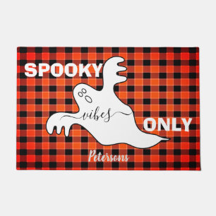 Custom SPOOKY VIBES ONLY Fall Chequered Welcome  Doormat