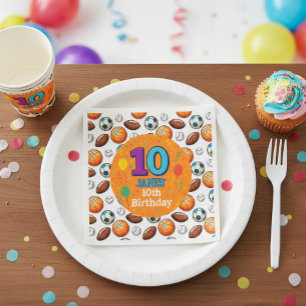 Custom Sports 10th Birthday Party Napkins