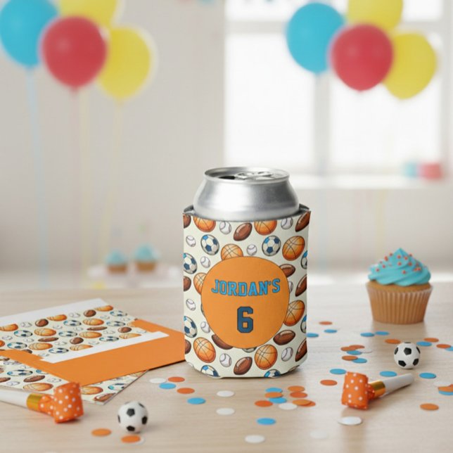 Custom Sports Balls Birthday  Seltzer Can Cooler (Creator Uploaded)