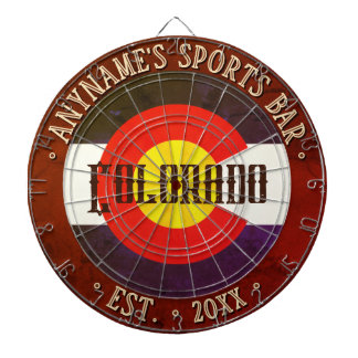 Custom Sports Bar COLORADO FLAG Rustic Brown Dartboard
