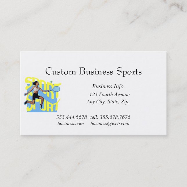 Custom Sports Basketball Fitness Coach Tennis Business Card (Front)