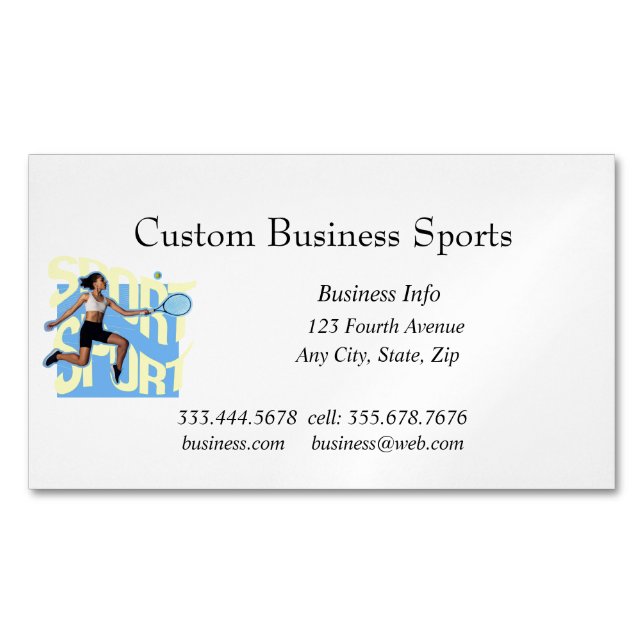 Custom Sports Basketball Fitness Coach Tennis  Magnetic Business Card (Front)