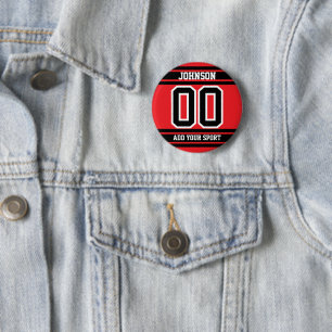 Custom Sports Button Pin with Black Stripes